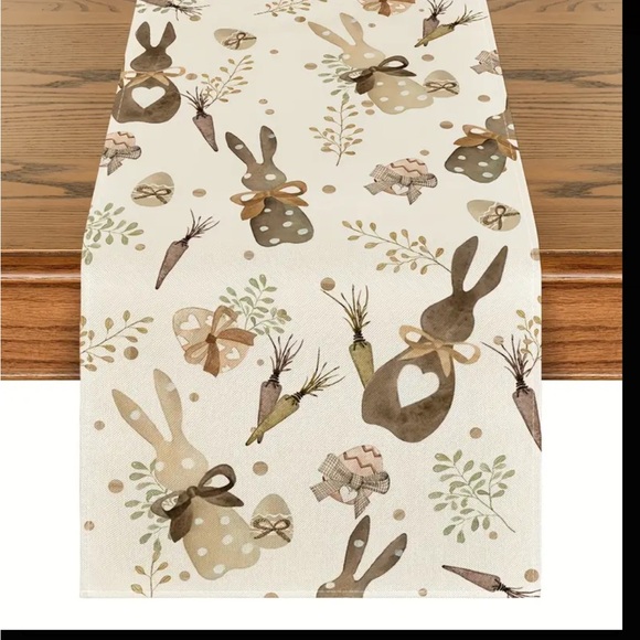 New, Botanical Easter bunny table runner dining table spring decor 13 X 72 - Picture 3 of 7